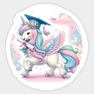 Whimsical Unicorn Graduation Celebration Pastel Colors Sticker